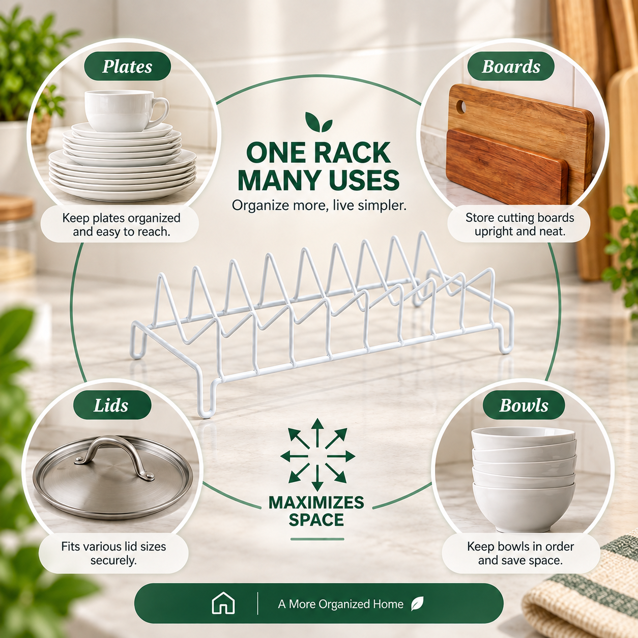 White Kitchen Lid Organizer