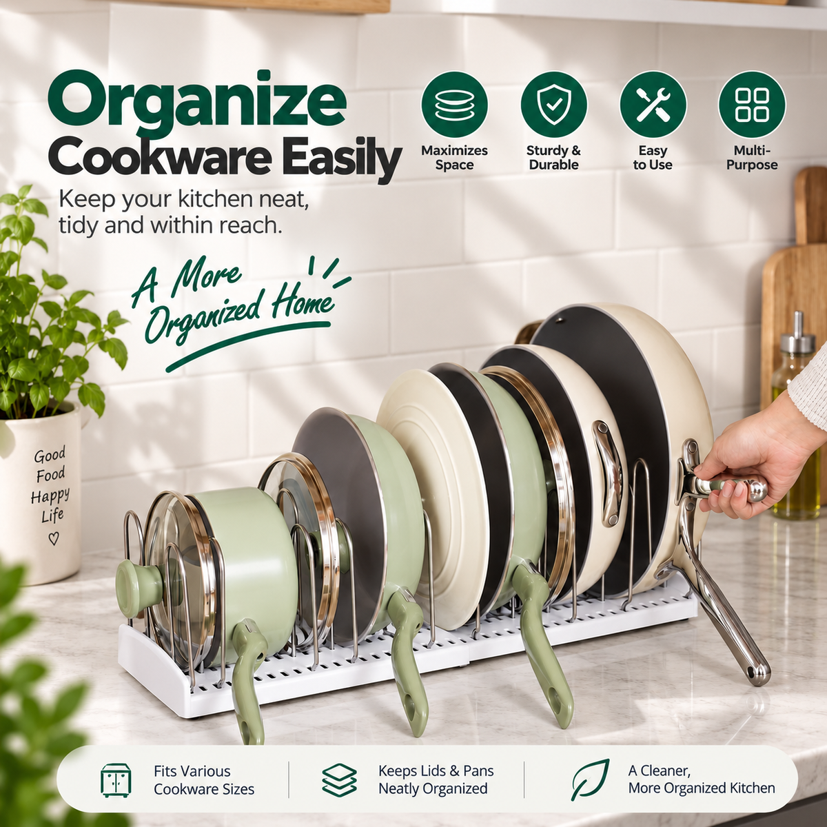 Adjustable Pan & Lid Rack - 2 Pcs