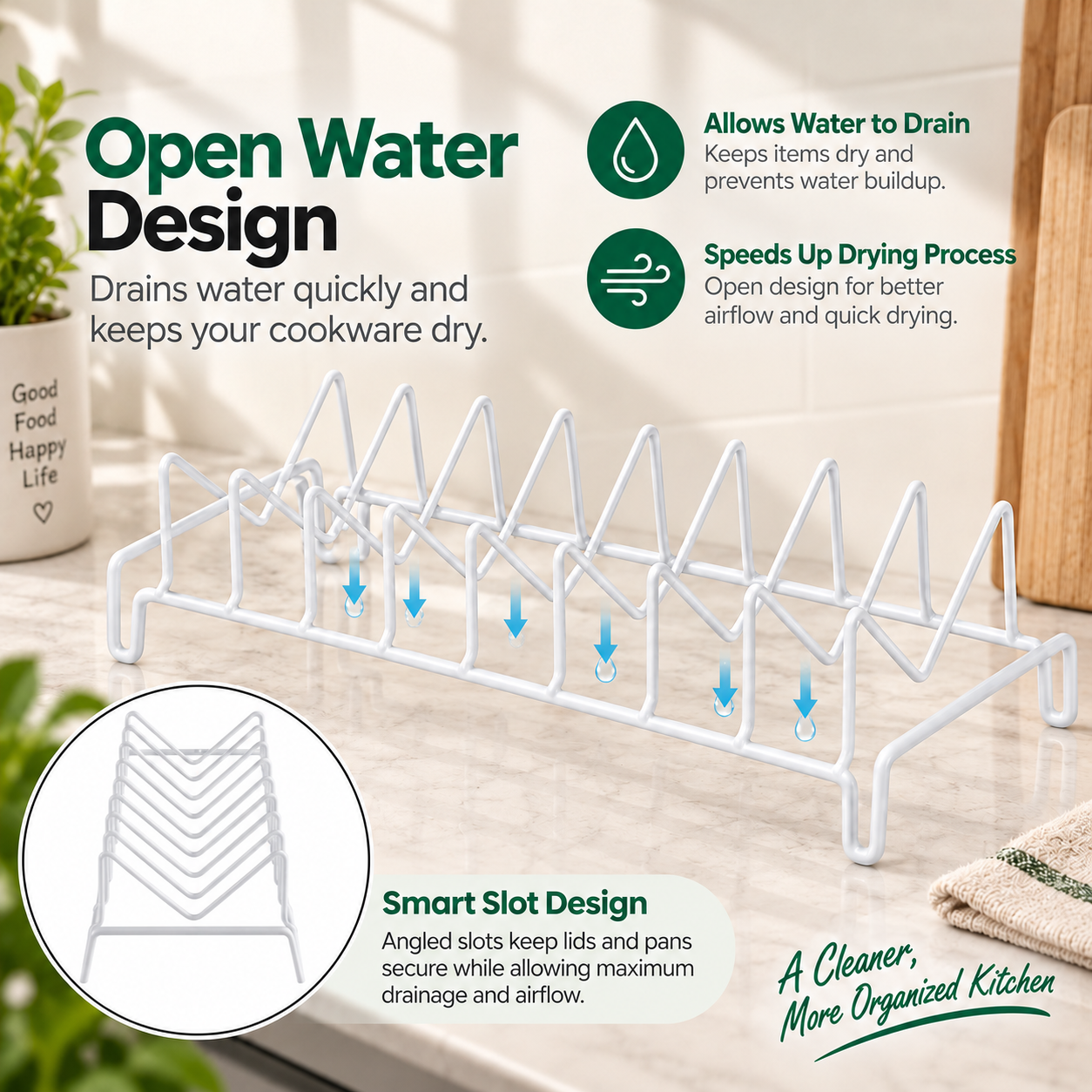 White Kitchen Lid Organizer