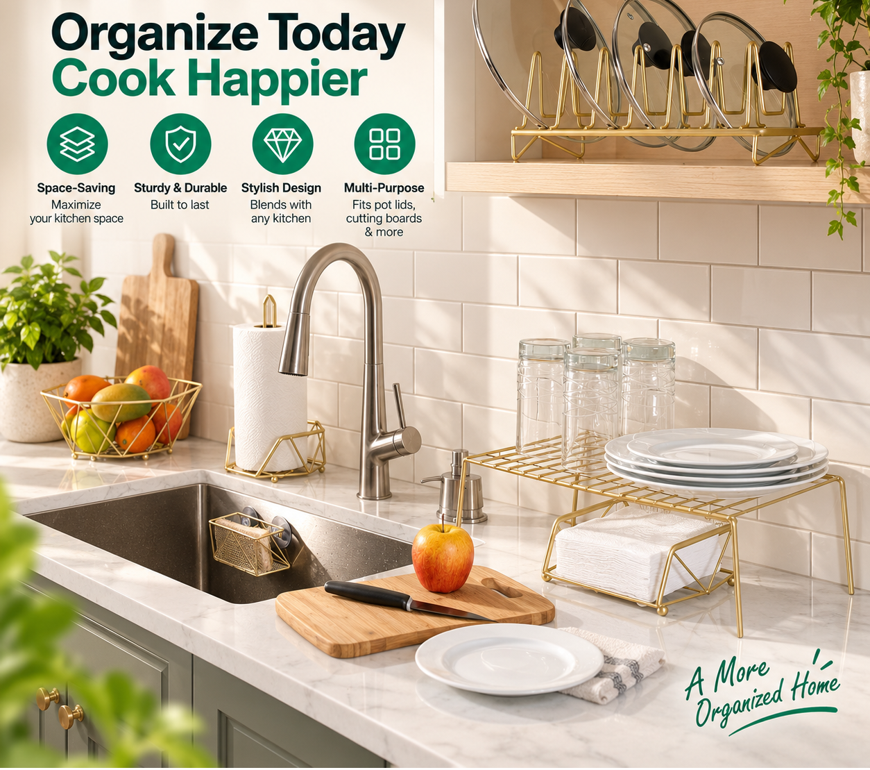 Satin Gold Lid Organizer